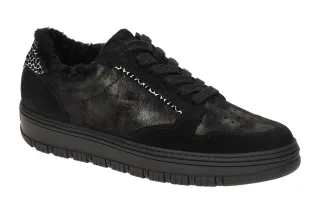 Paul Green Damen Winter Schn?r-Halbschuhe 5369-06 Schwarz Leo Weiches Warmfutter