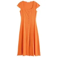 Next Jerseykleid Kurzärmeliges Jersey-Maxikleid mit Knopfleiste (1-tlg)