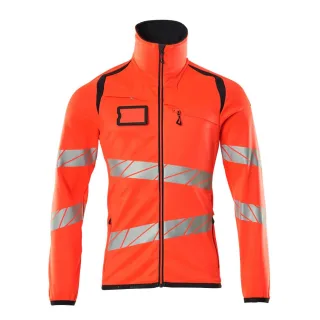 MASCOT Herren Fleecepullover mit Reißverschluss ACCELERATE SAFE Hi-vis Rot / Schwarzblau 3XL - 19103-315-22210-3XL