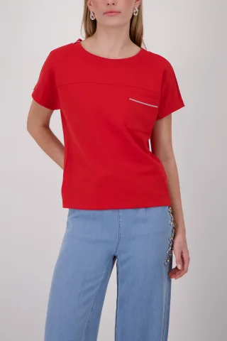 monari - Sweatshirt mit Brusttasche coral red - Gr. - 40