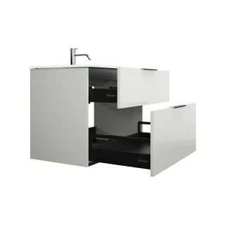 Burgbad Glas Waschtisch-Set Eqio Weiß Hochglanz/Weiß, SEYX082F2009A0070 SEYX082F2009A0070