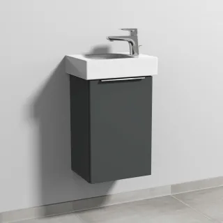 Sanipa 3way Waschtischunterbau zu Geberit iCon Waschtisch mit 1 Tür, Anthrazit-Matt UM65822