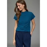 Laura Scott T-Shirt mit Stehkragen und melierter Optik