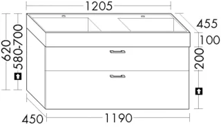 Burgbad Mineralguss-Waschtisch+Waschtischunterschrank System 30 Preisgruppe 3 Diago Trend- oder SHMY121F5347C0001