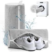 Teletrogy Wäschenetz Schuhwaschbeutel Waschmaschine, Weiß/Grau/Blau, Schuhe Wäschesack,(1-St), Schuhbeute Schuhwaschbeutelmit Reißverschluss (360° Rundum-Reinigung)