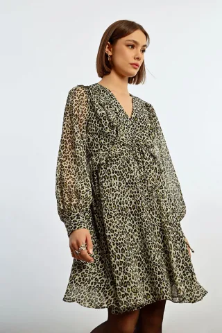 molly bracken - Kurzes Kleid mit Animalprint grün - Gr. - XS