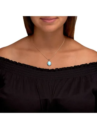 Zeeme Gemstones Halskette Silber 925 rhodiniert 42+5cm mit echtem Larimar