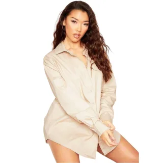 Missy Empire - Hemdblusenkleid für Damen, Übergroß (Beige)