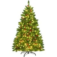 COSTWAY Künstlicher Weihnachtsbaum, mit 300 LEDs, 516 PVC Nadeln, Ständer
