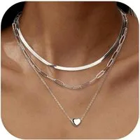LuxusKollektion Kette und Anhänger Set Stapelbare Damen Halsketten Set Edelstahl Gold Silber Herzanhänger