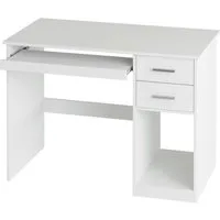 Mondeer Schreibtisch Computertisch, mit 2 Schubladen & Tastaturauszug, 105x48x76 cm, Weiß