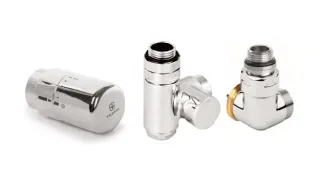 Terma Set Winkeleck-Thermostatventil mit T-Stück CYLINDER GZ 1/2"-Ø16x2, Ø15 links, WRZTCG4-ST, Sil WRZTCG4-ST