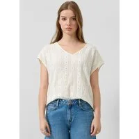 QS Kurzarmshirt T-Shirt Shirt mit Ajourmuster
