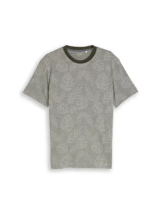 Tom Tailor - Jacquard T-Shirt mit Muster grün - Gr. - XL