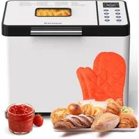 Karinear Brotbackautomat ohne Loch im Brot 20 Programme 15-Std.-Timer, 20 Programme, 3 Laibgrößen & Bräunungsstufen, 2LB Brotbackautomat