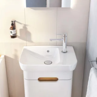 VitrA Sento Handwaschbecken 5945B003-0029 50x37,5cm, mit Überlauf mittig Becken, Hahnloch rechts, weiß