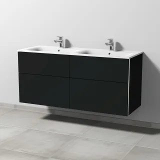 Sanipa 3way Waschtischunterbau zu Geberit Renova Plan Slim Waschtisch mit 4 Auszügen, Vulkan-Matt BP6891V