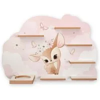 Kreative Feder Wandregal MUSIKBOX-REGAL Reh mit Blumenkranz, für TONIE-BOX und TONIES inkl. 40 Metallplättchen