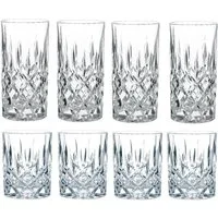 Nachtmann Longdrinkglas Nachtmann Nobelesse Set 4X Whiskybecher + 4X Longdrink Gläser, Kristallglas
