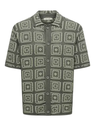ONLY&SONS - ONSBART RLX 5 SS SHIRT KNIT NOOS Castor Gray - Gr. - XL
