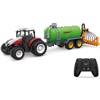 efaso RC-Traktor 6642 mit Düngeanhänger - Ferngesteuerter Traktor mit Gummi Reifen, LED Beleuchtung / realistischer Sprühfunktion