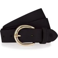 Tamaris Ledergürtel "Clara Gold" 3cm breit, schlichte Dornschnalle in Gold, dezentes Markenlogo