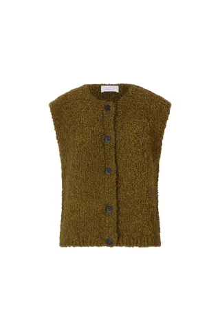Rich & Royal - Crew NK Boucle Vest golden moss - Gr. - S