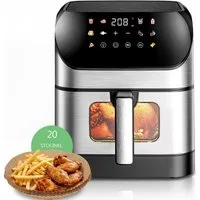 oyajia Heißluftfritteuse Heißluftfritteuse XXL 8L mit Sichtfenster, Friteuse ohne Öl 80°C-200°C, 1800,00 W, Airfryer mit 10 Programmen, Beleuchtung, Timer und Touch-Display