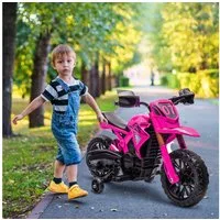 AIYAPLAY Elektro-Kindermotorrad mit Stützrädern, Hupe und Startgeräusch, Belastbarkeit 30 kg, (1-tlg), 3 km,h, für 3-8 Jahre Kinder, max. 30 kg, Rosa