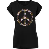 Youth Designz Print-Shirt "Peace Flowers" Damen T-Shirt Statement Geschenk Frauen Motiv mit stylischen Retro Aufdruck