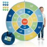 alldoro Softdarts XXL Dartscheibe 142cm – Klett-Dartspiel für Kinder ab 3 Jahren, riesige, faltbare Klettwurfscheibe zum Aufhängen, mit 12 bunten Bällen