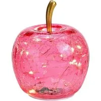 Wurm LED Dekoobjekt LED Dekolampe Apfel Glas 10er LED Lichterkette Timer Ø 11cm pink/rosa