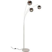 s.Oliver Stehlampe ANJELLA, Stehleuchte exkl 3x E14, in warm grey (beige) + smoke Glas, Ein-/Ausschalter, Leuchtmittel wechselbar, warmweiß - kaltweiß, mit mundgeblasenen Glasschirmen in rauchgrau, 195x65x72 cm, max 10W