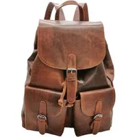 Ella Eisvogel Reiserucksack XXL Rucksack mit Überschlag, Büffel Pull-Up Vintage Leder, geölt & gewachst