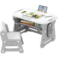 COSTWAY Kindersitzgruppe 3-in-1, (2-tlg), mit Whiteboard, höhenverstellbar