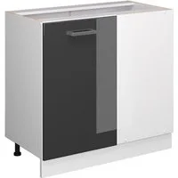 Vicco Eckunterschrank R-Line, Anthrazit Hochglanz/Weiß, 86 cm ohne Arbeitsplatte (1-St)