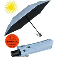 iX-brella Taschenregenschirm Sonnen-Regenschirm mit UPF 50+, UV-Hitze-Schutz, für Damen, mit Auf-Zu-Automatik, innen schwarz