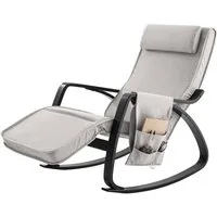 SoBuy Schaukelstuhl FST20, Gepolsterter Schaukelsessel für Wohnzimmer & Schlafzimmer, Schwingsessel Relaxsessel mit Tasche 5-Fach verstellbares Fussteil