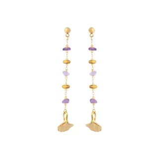 Luxenter Ohrringe mit 18 Karat Gelbgold-Finish und natürlichem Amethyst – Tarthae