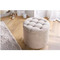 riess-ambiente Sitzhocker MODERN BAROCK 50cm champagner · Aufbewahrungskorb mit Bouclé-Bezug (Einzelartikel, 1 St), zylinderförmig · rund · abnehmbarer Deckel · mit Stauraum · Wohnzimmer