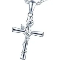 ELLAWIL Kreuzkette Jesus-Kreuz Zirconia Silberkette Damen Halskette mit Kreuzanhänger (Kettenlänge 50 cm, Sterling Silber 925, GESCHENKIDEE), inklusive Geschenkschachtel
