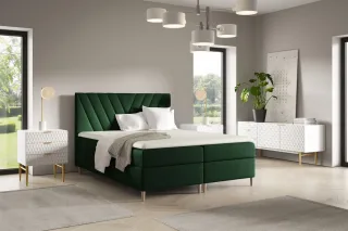 Boxspringbett Schlafzimmerbett ESPEN PREMIUM 120x220cm Stoff Fresh Flaschengrün