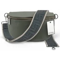 ARTVALL Umhängetasche Echtleder Handtasche Damen Brusttasche Grau Grün (Tasche inkl. Taschenband), Bauchtasche Leder verstellbar mit Schultergurt Design breit hochwertig