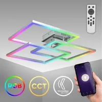 B.K.Licht Deckenleuchte smarte WiFi RGB Deckenlampe 69x69cm dimmbar 3-flammig Timer - BKL1320, Dimmfunktion, LED fest integriert, RGB Farbwechsler, CCT Farbtemperatursteuerung warmweiß / neutralweiß / kaltweiß, LED 48W 4800lm Nachtlicht Sprachsteueru