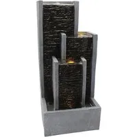 Arnusa Zimmerbrunnen Gartenbrunnen Wasserwand Indoor Outdoor mit LED Beleuchtung 48 cm, Gartendeko Wasserspiel mit LED warmweiß Steinoptik