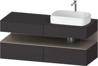 Duravit Qatego Konsolenwaschtischunterbau wandhängend Graphit Supermatt 1400x550x600 mm - QA47660438 QA4766043800010