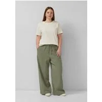 QS Chinos Hose Musslin Hose mit Gummizug und weitem Bein