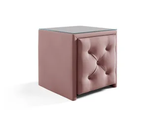 Nachttisch Nachtkonsole ERNESTO 50x50cm in Stoff Elisa Velvet Altrosa