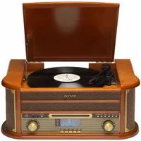 Denver MRD-51 Retro Musikcenter mit Plattenspieler, DAB+, Kassette, CD & USB Multifunktionsspieler (Riemen, DAB+ Radio, CD, Kassette, USB-MP3, Vinyl, Aufnahmefunktion)