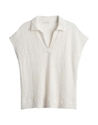 Opus - Polo-Top - Sipin beige/weiß - Gr. - 36